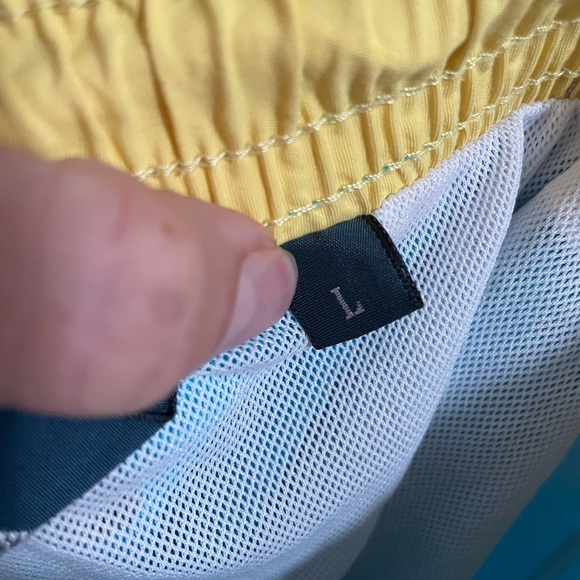 Vintage Polo Ralph Lauren Size L Blue Swim Trunks Yellow Polo Pony Logo - Picture 10 of 11